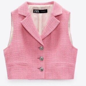 Zara Pink Tweed Vest XS (never worn)